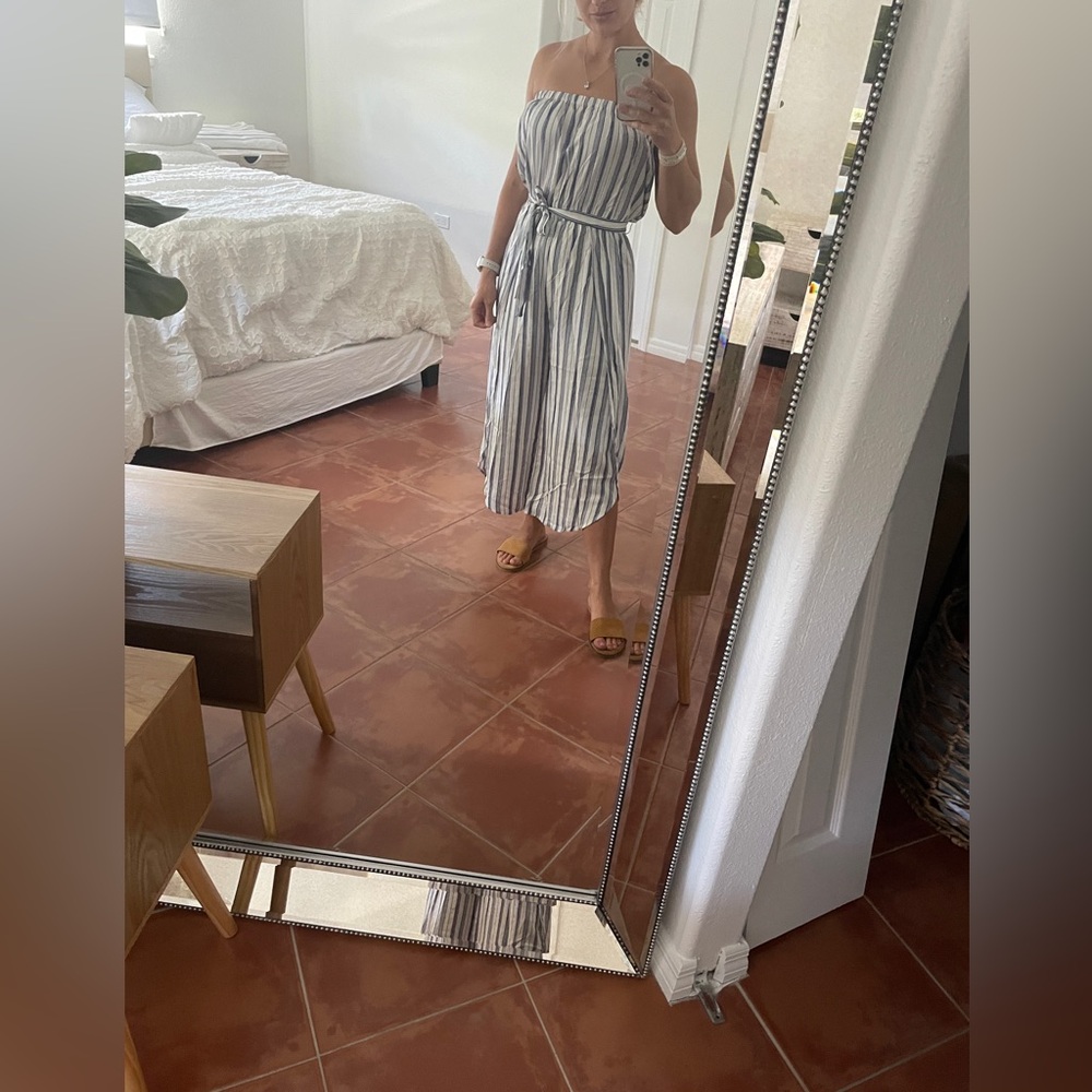 Hem & Thread Blue and White Striped jumpsuit